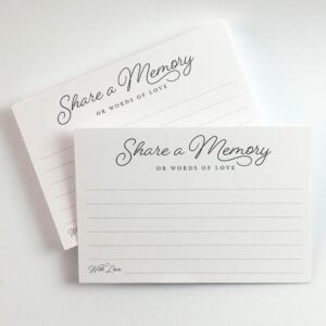 share a memory card for celebration of life - 6 x 4 - pack of 50 - for funeral sign in book for memorial service, celebration of life guest book, graduation memory book