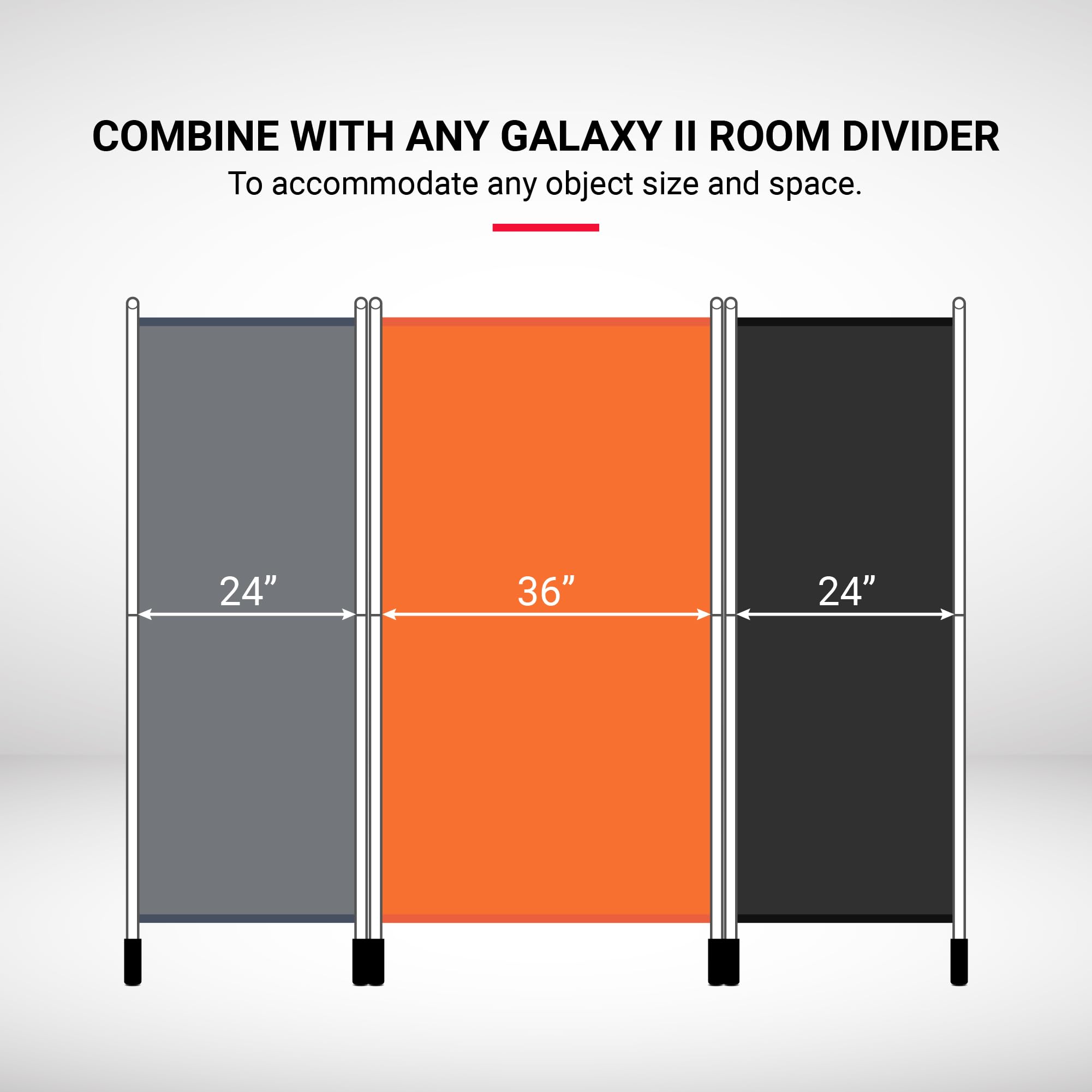 Proman Products - Galaxy II Section Divider, Water Repellent Fabric Room Divider with Black Powder Coated Metal Frame for Indoors or Outdoors, Small 50.25” Width (Grey)