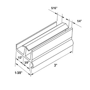 Gordon Glass® Gray Sliding Shower Door Bottom Guide 1-3/8" Wide x 3" Long