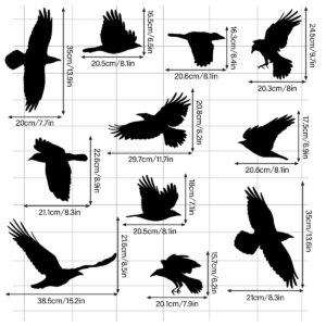 WOYINIS Removable Large Crow Wall Decals Black Raven Wall Stickers Peel & Stick Individual Raven Birds Set Living Room Bedroom Windows Decoration