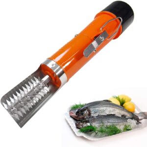 Powerful Electric Fish Scraper Cordless Fish Scaler Cleaner Automatic Fish Scale Remover with a Manual Scaler (2 Batteries)