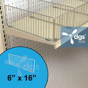 DGS Retail Wire Shelf Divider for 16" D Lozier & Madix Gondola Shelves Wire Shelving, Silver 6" H