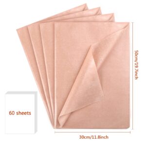 Naler 60 Sheets Champagne Tissue Paper Rose Gold Gift Wrapping Tissue Paper Bulk for Christmas Wedding Birthday Valentine's Day Decoration, 14x20 Inch