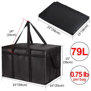 CIVJET Insulated Food Delivery Bag, XXXL Insulated Reusable Grocery Cooler/Hot Bags, Tote Bag for Shopping/Travel/Doordash, Catering Bag Doordash 22x14x13, Black, 1-Pack