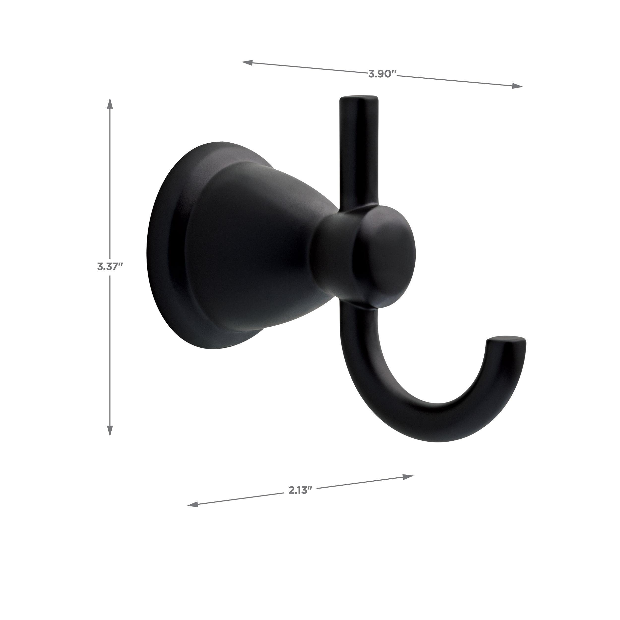 Franklin Brass Kinla (1-Pack) Towel Hooks Matte Black Bathroom Double J-Hooks Wall Mounted for Robes & Towels 2-Prong Hand Towel Hook Holder Kitchen, Bath, Bathroom Accessories KIN35-MB