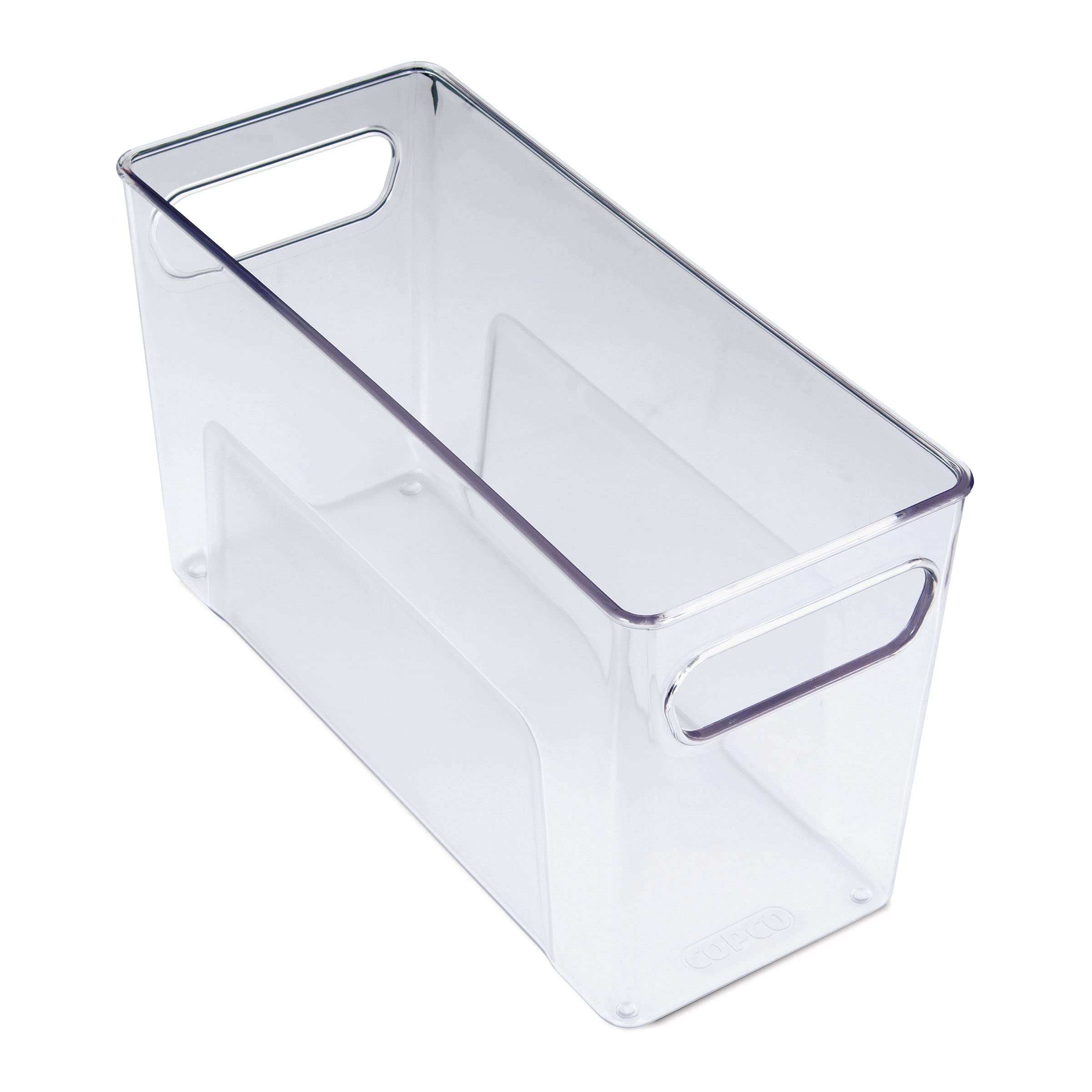 Copco Narrow Clear Bin, 10.5 x 4.5 x 6-Inch, for Kitchen, Fridge, Pantry, Laundry, and More