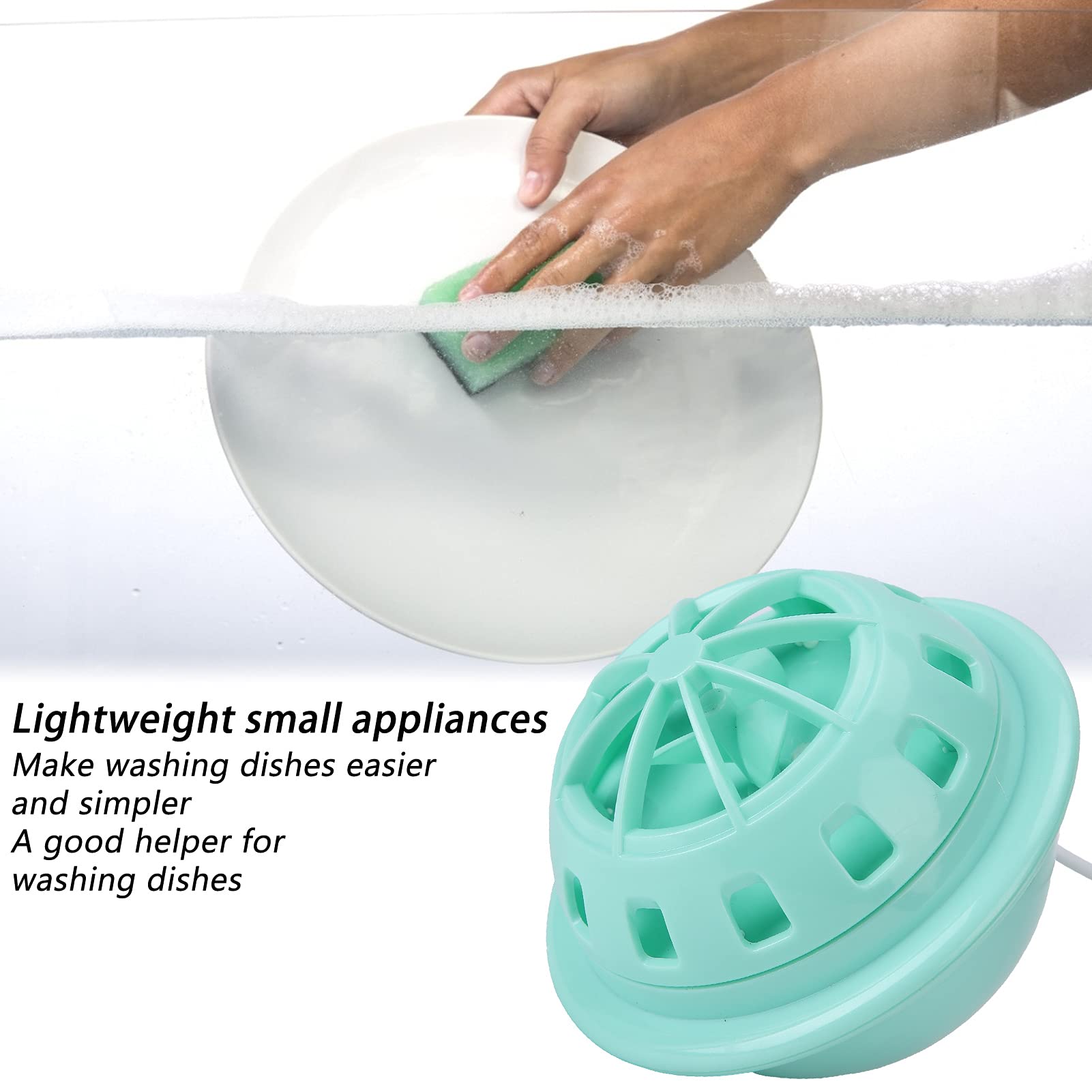 Dishwasher, Mini Portable Single Dish Automatic Washer USB‑Powered with Suction Cup for Kitchen for Restaurant(green)