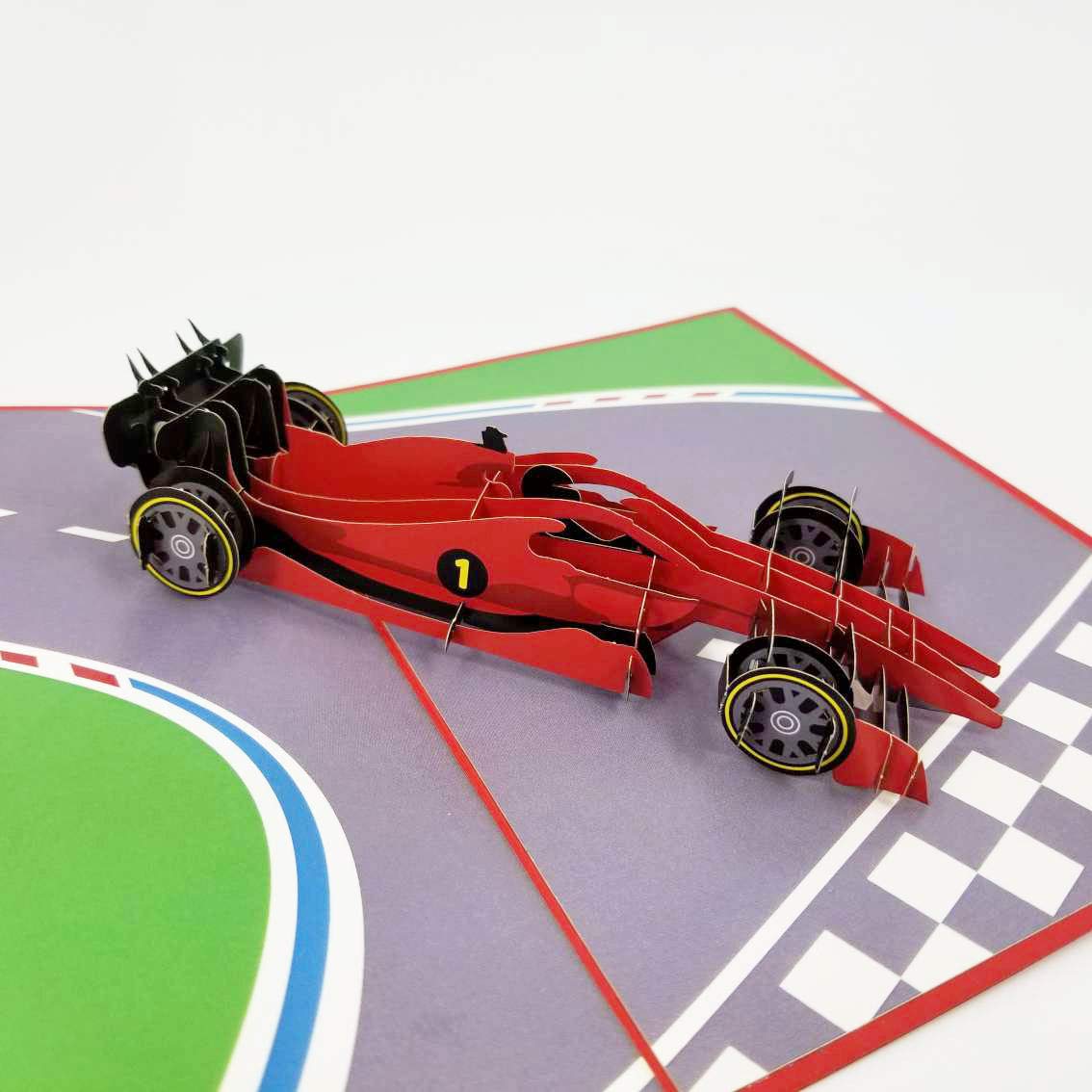 Racing Car 3D pop up greeting card - Formula One, Car Racing, F1, Happy Birthday, Congratulations, Car Lover, Just Because, Friendship, Thank You, Father's Day | Pop Card Express (Racing Car Birthday Card)