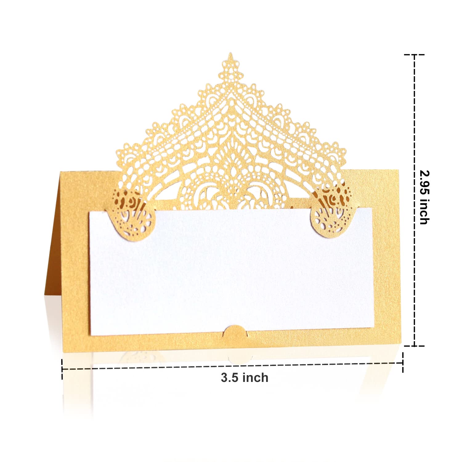 50 PCS Laser Cut Wedding Place Cards Tented Name Card Folded Cards Blank Cardstock for Wedding, Banquet tables,Table Setting, Buffet, Baby Shower, Bridal Shower Gold