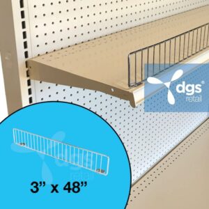 DGS Retail Wire Shelf Divider Front Fence for 48" W Lozier & Madix Gondola Wire Shelving, Silver 3" H