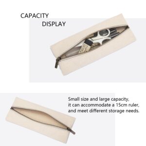 YONBEN Pencil Case Slim Pencil Pouch Small Pen Case Simple Cotton Canvas Pencil Bag (Beige, S)