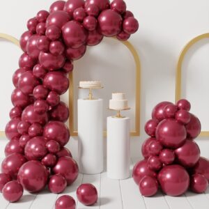 SUWEN Burgundy Balloons Different Sizes Kit 77PCS 10 Inch 5 Inch Latex Helium Shiny Maroon Balloon for Birthday Graduation Wedding Shower Anniversary Party Decorations