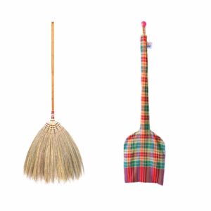 43-44 inch tall of asian straw broom thai natural grass broom witch broom house broom long broom with solid wood handle vintage retro primitive sweeping dirt dust garbage