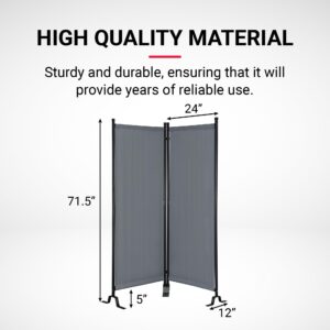 Proman Products - Galaxy II Section Divider, Water Repellent Fabric Room Divider with Black Powder Coated Metal Frame for Indoors or Outdoors, Small 50.25” Width (Grey)