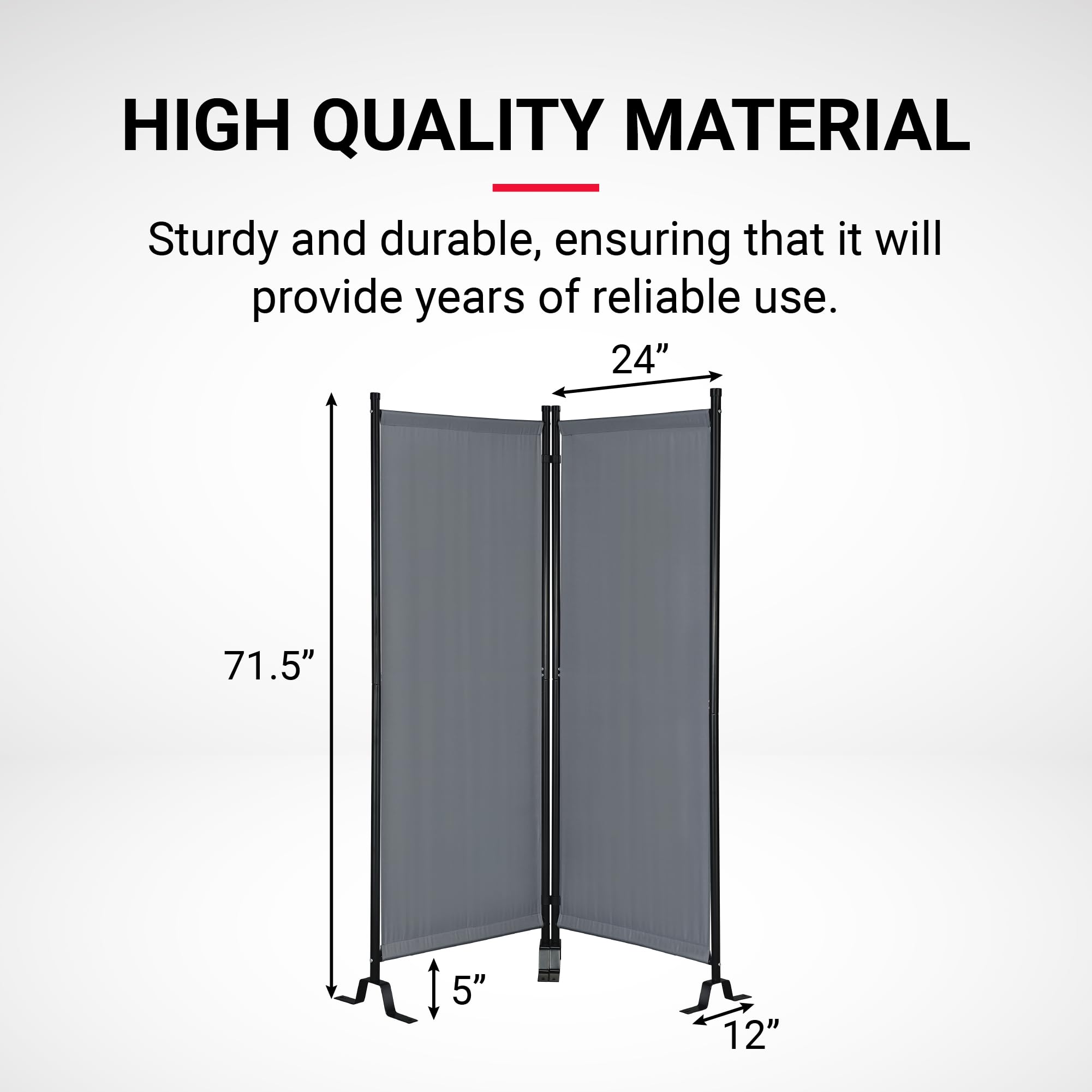 Proman Products - Galaxy II Section Divider, Water Repellent Fabric Room Divider with Black Powder Coated Metal Frame for Indoors or Outdoors, Small 50.25” Width (Grey)