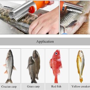 Powerful Electric Fish Scraper Cordless Fish Scaler Cleaner Automatic Fish Scale Remover with a Manual Scaler (2 Batteries)