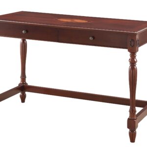 LEEMTORIG Traditional Solid Wood Writing Desk, Small Secretary Desk with 2 Drawers, Mahogany Desk Cherry Wood Writing Table for Home Office, 46" W French Provincial Desk, Cherry Walnut BSZ-1533-WD