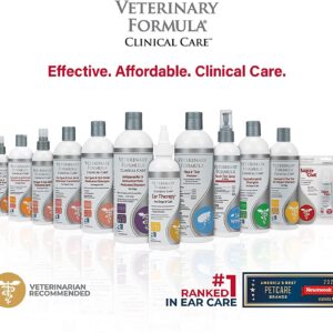 Veterinary Formula Clinical Care Ear Therapy, 4 oz. – Medicated Ear Drops to Help Relieve Bacterial and Fungal Infections in Dogs and Cats – Cleans and Deodorizes – 3 Pack