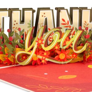 Paper Love 3D Thank You Pop Up Card, For All Occasion, Thanksgiving, Gratitude or Just Because - 5" x 7" Cover - Includes Envelope and Removable Note Tag