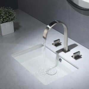 Chrome Two Handles 3 Holes Waterfall Bathroom Sink faucets with Brass pop up Overflow Drain