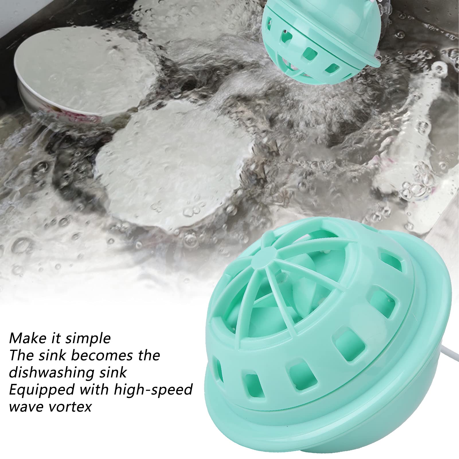 Dishwasher, Mini Portable Single Dish Automatic Washer USB‑Powered with Suction Cup for Kitchen for Restaurant(green)