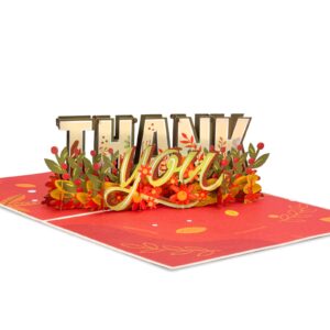 Paper Love 3D Thank You Pop Up Card, For All Occasion, Thanksgiving, Gratitude or Just Because - 5" x 7" Cover - Includes Envelope and Removable Note Tag