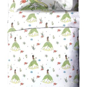 Jay Franco Disney The Princess and The Frog Beauty & Grace Twin Size Sheet Set - 3 Piece Set Super Soft and Cozy Kid’s Bedding Featuring Tiana - Fade Resistant Microfiber Sheets