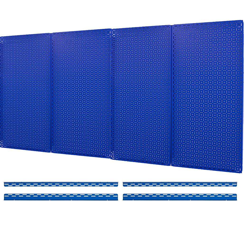 OmniWall 16" x 32" Metal Pegboard Panel 4-Pack for Garage & Home Wall Storage Organization System (Blue)