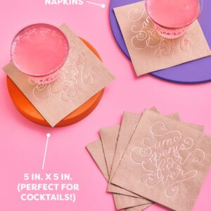 xo, Fetti Bachelorette Party Napkins - 50 count | Rose Gold 3-ply Cocktail Napkins 5x5, Bach Party Decorations, Bridal Shower Gift