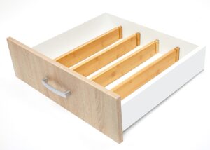 royalhouse large drawer organizer (18" - 22") adjustable bamboo drawer dividers organizers, expandable drawer separators for your kitchen, bedroom, bathroom, dresser, office, and more (4 pieces)