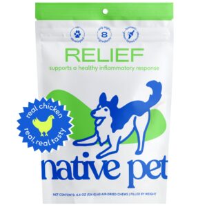 native pet relief - anti inflammatory for dogs - turmeric, polyphenols, green lipped mussels for dogs - dog aspirin alternative - dog arthritis supplement & dog joint pain relief - 60 dog relief chews