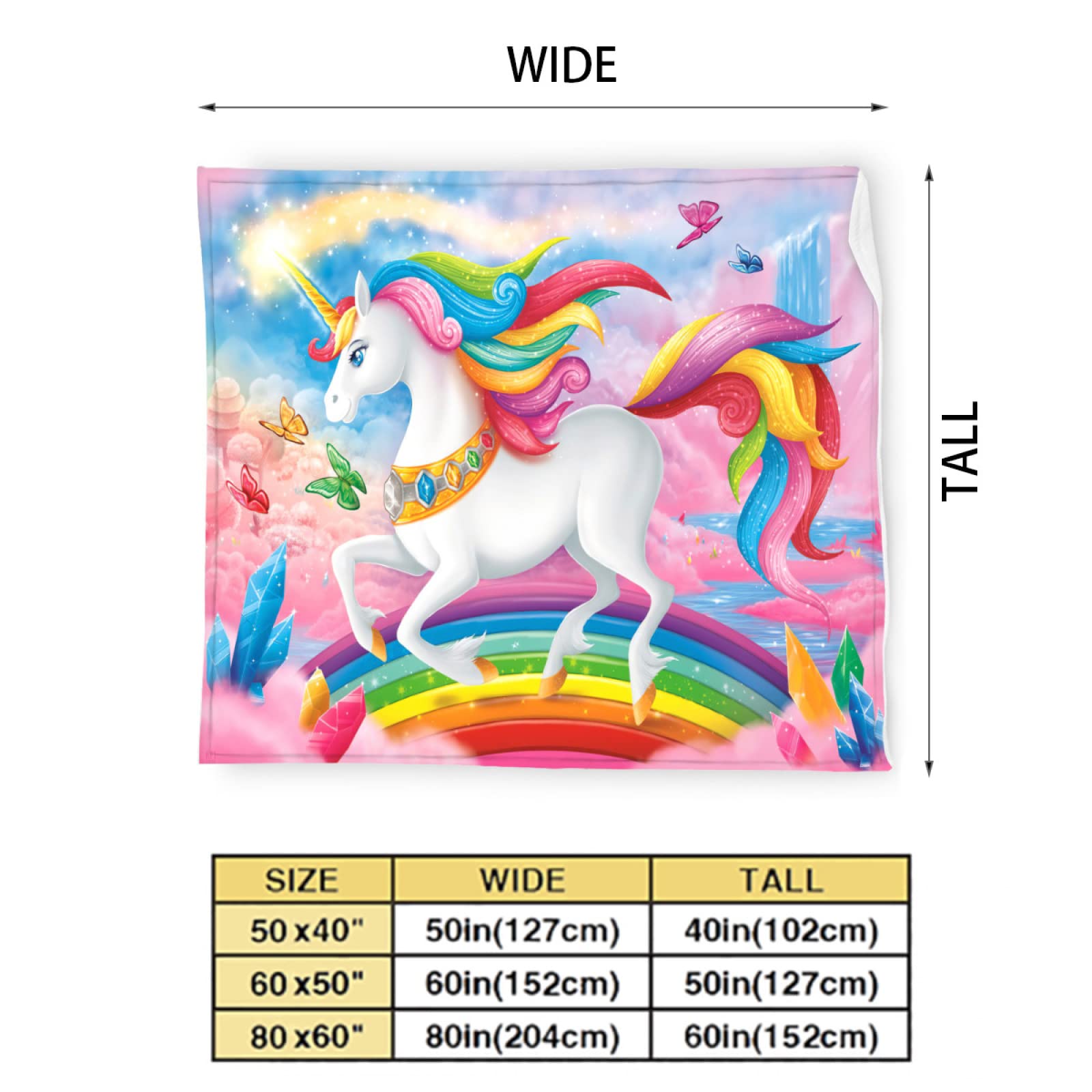 Unicorn Blanket for Girls Cute Cartoon Unicorn Rainbow Pattern Throw Blanket for Kids Unicorn Gifts Lightweight Super Warm Soft Cozy Plush Fleece Flannel Blanket for Women Birthday Gifts Pink 50"X40"