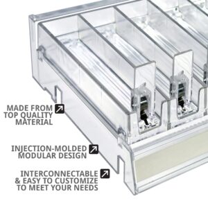 Azar Displays 225830-8COMP-CLR 8 Compartment Divider Bin Cosmetic Tray with Pushers - 8 Slots per Tray, 2-Pack, Clear