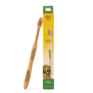 burt's bees for pets bamboo bristle dog toothbrush - naturally derived dog toothbrush made from bamboo - bpa free, ergonomic handle toothbrush for dogs, bamboo dog toothbrush