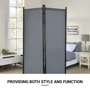 Proman Products - Galaxy II Section Divider, Water Repellent Fabric Room Divider with Black Powder Coated Metal Frame for Indoors or Outdoors, Small 50.25” Width (Grey)