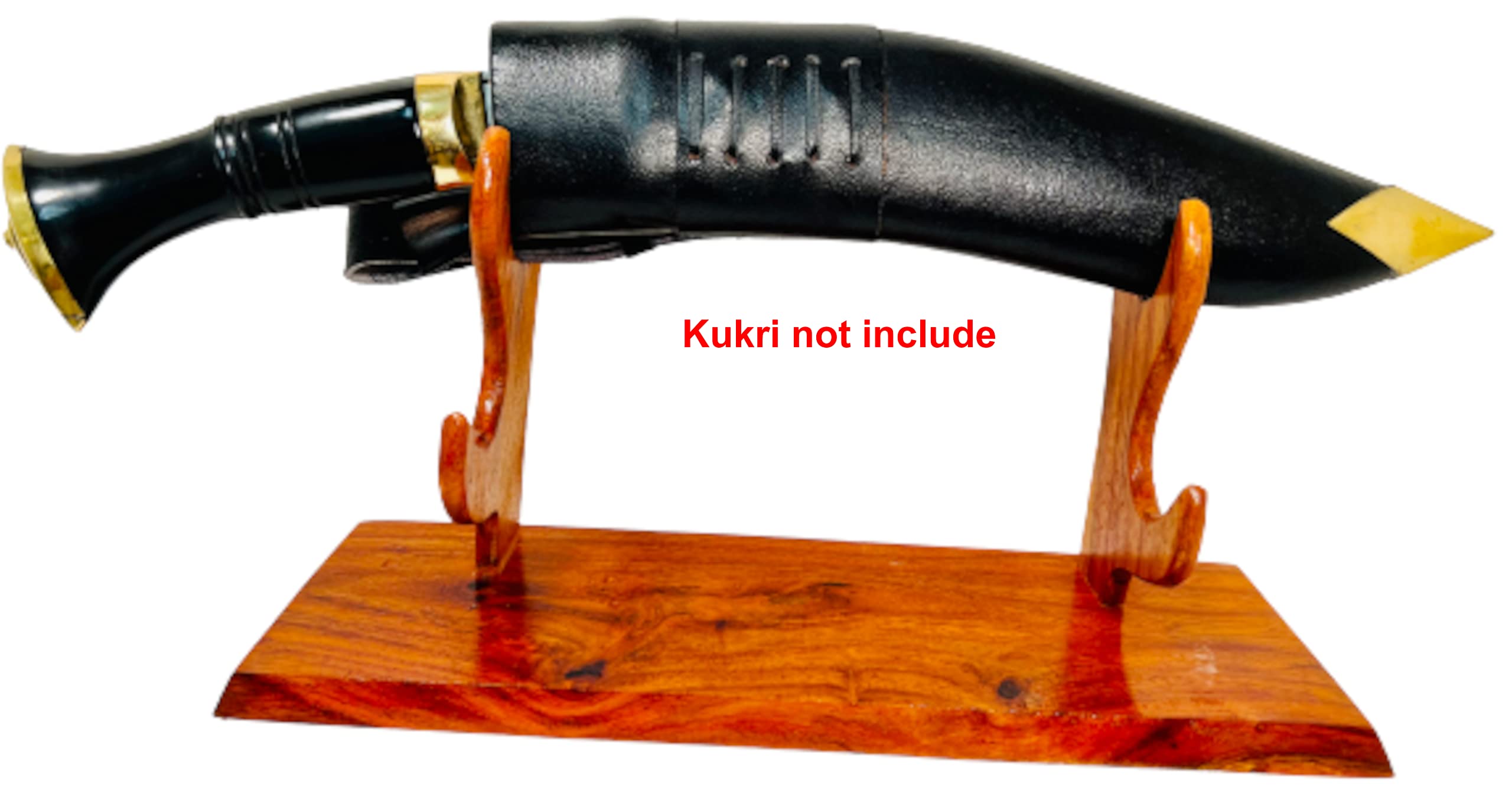 Gurkha Kukri Display Wooden Stand- Two Tier Handmade Wooden Kukri Knife Stand Fit for Size 14-17 Inch Long Kukri included Handel and Blade Real Nepaloden Sword Kukri Knife Display Wooden Stand