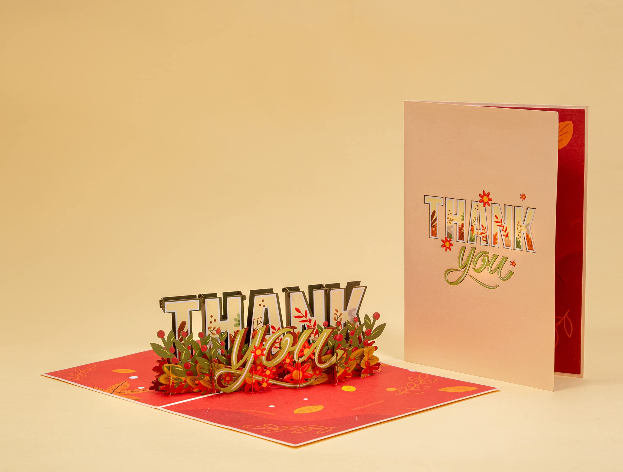 Paper Love 3D Thank You Pop Up Card, For All Occasion, Thanksgiving, Gratitude or Just Because - 5" x 7" Cover - Includes Envelope and Removable Note Tag