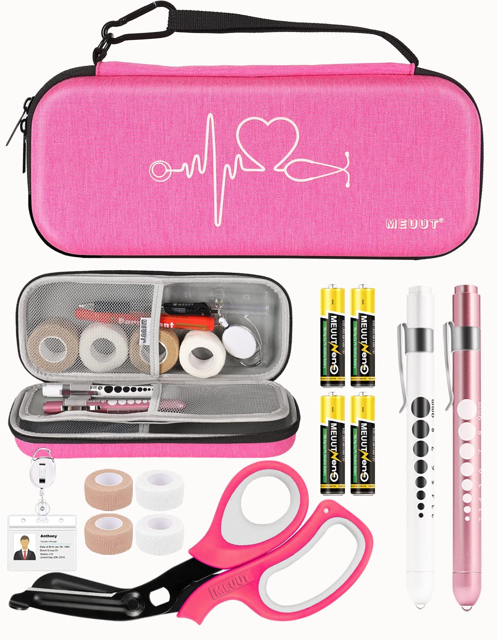 MEUUT 15 pcs Stethoscope Case Kit, Perfect Nurse Gift Include Stethoscope Case, Medical Scissors, Penlights with Batteries, Bandage Wraps, Badge Holders for Nurse Accessories for Work