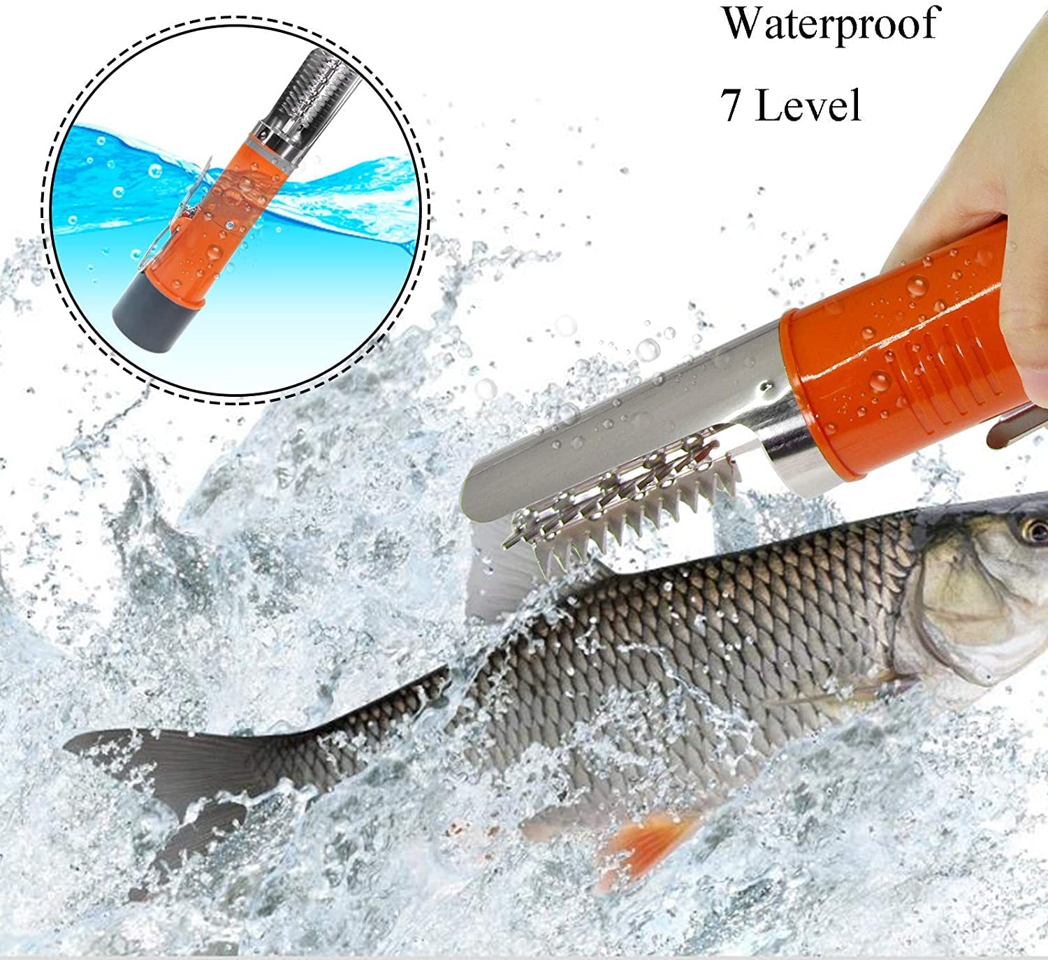 Powerful Electric Fish Scraper Cordless Fish Scaler Cleaner Automatic Fish Scale Remover with a Manual Scaler (2 Batteries)