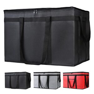 civjet insulated food delivery bag, xxxl insulated reusable grocery cooler/hot bags, tote bag for shopping/travel/doordash, catering bag doordash 22x14x13, black, 1-pack