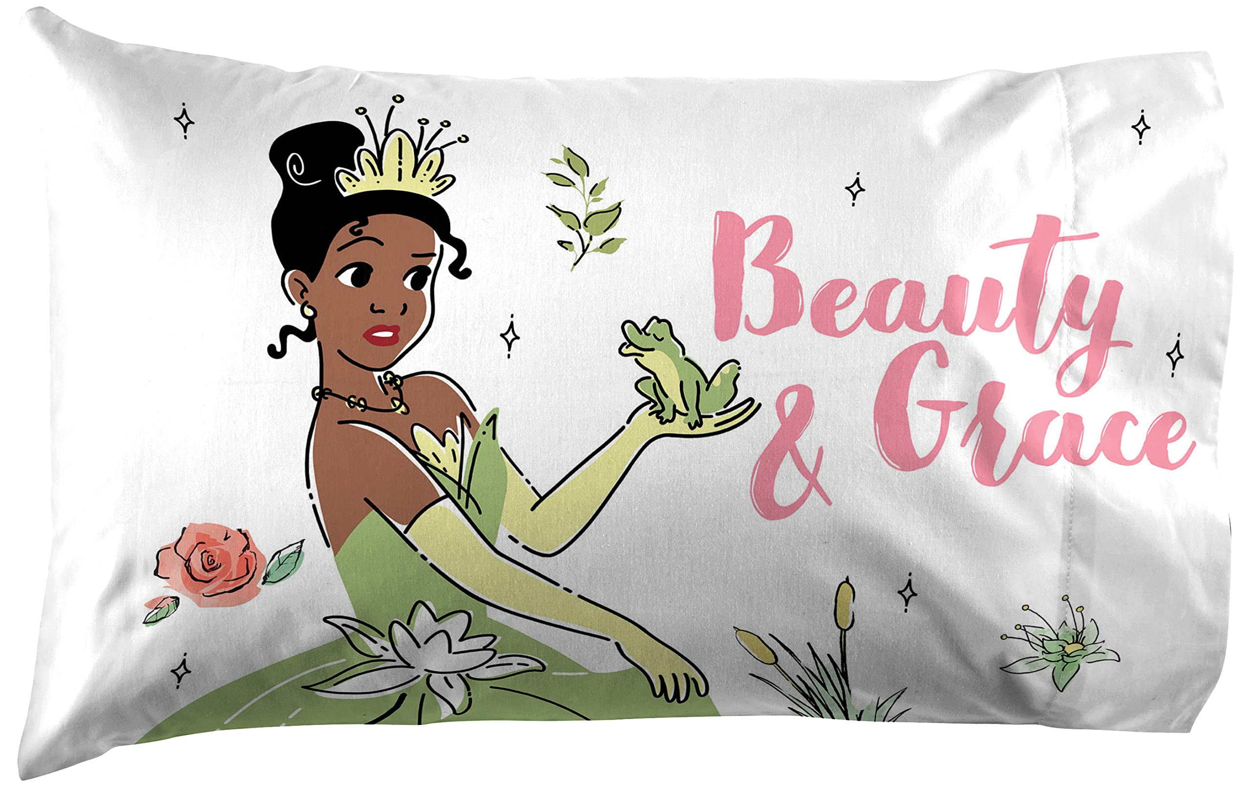 Jay Franco Disney The Princess and The Frog Beauty & Grace Twin Size Sheet Set - 3 Piece Set Super Soft and Cozy Kid’s Bedding Featuring Tiana - Fade Resistant Microfiber Sheets