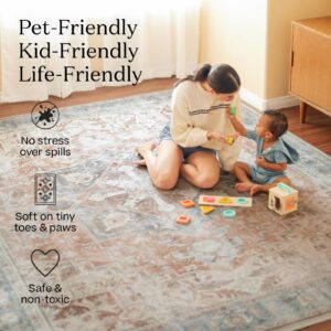 RUGGABLE – Sarrah Blue Quartz – Machine Washable Runner Rug – Pet & Child Friendly – Stain & Water Resistant – Non-Slip – 2.5'x7'