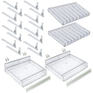 Azar Displays 225830-8COMP-CLR 8 Compartment Divider Bin Cosmetic Tray with Pushers - 8 Slots per Tray, 2-Pack, Clear