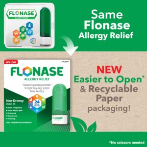 Flonase Allergy Relief Nasal Spray, 24-Hour Non-Drowsy Multi-Symptom Relief - 72 Sprays plus Bonus Pack of Tissues