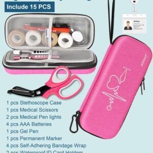 MEUUT 15 pcs Stethoscope Case Kit, Perfect Nurse Gift Include Stethoscope Case, Medical Scissors, Penlights with Batteries, Bandage Wraps, Badge Holders for Nurse Accessories for Work