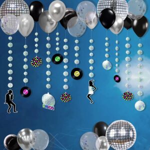 cheerland iridescent disco party balloons garalnds set holographic disco theme hanging backdrop decoration for birthday bachelorette dancing party supplies - pack of 35