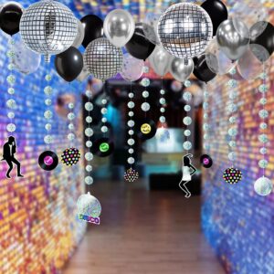 Cheerland Iridescent Disco Party Balloons Garalnds Set Holographic Disco Theme Hanging Backdrop Decoration for Birthday Bachelorette Dancing Party Supplies - Pack of 35