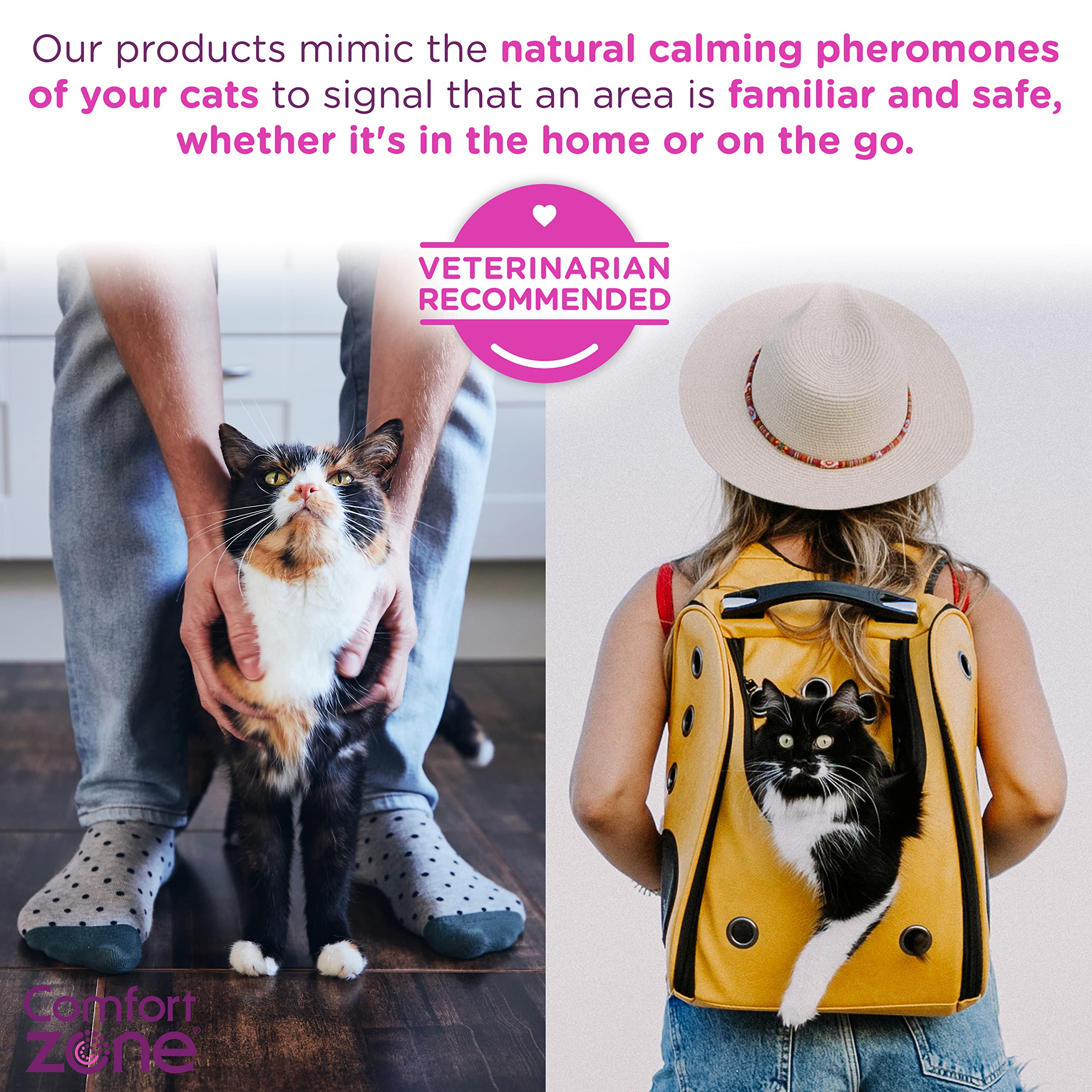 Comfort Zone Cat Calming Spray & Cat Calming Pheromone Diffuser Kit - 1 Diffuser Plus 2 Refill