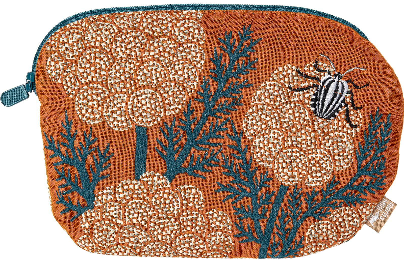 Kusubashi Crest Weave A-68398-90-OR Morita MiW Pouch, Flower and Stambug, Orange