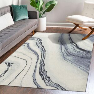 LUXE WEAVERS Abstract Modern Marbled Blue 2x3 Area Rug